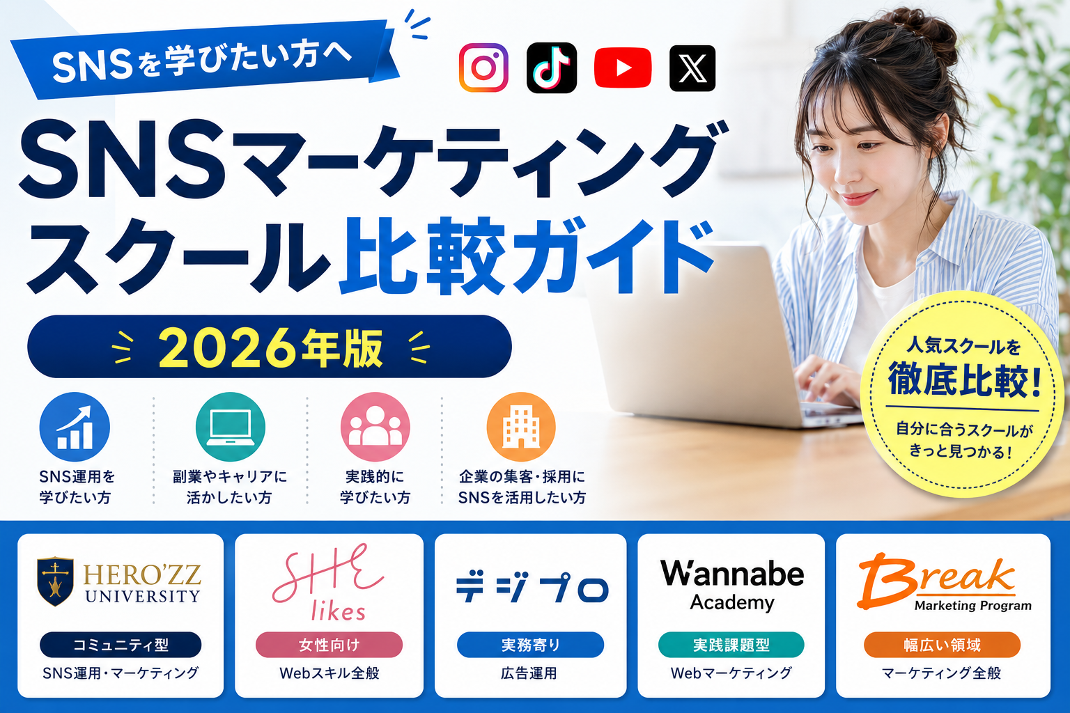 SNSを学びたい方へ｜SNSマーケティングスクール比較ガイド【2026年版】