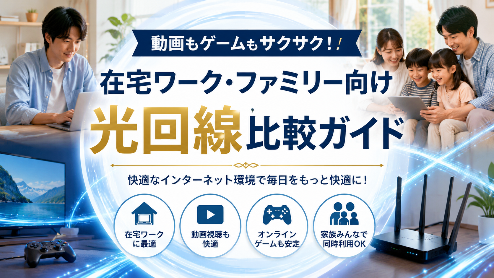 動画もゲームもサクサク！在宅ワーク・ファミリー向け光回線比較ガイド