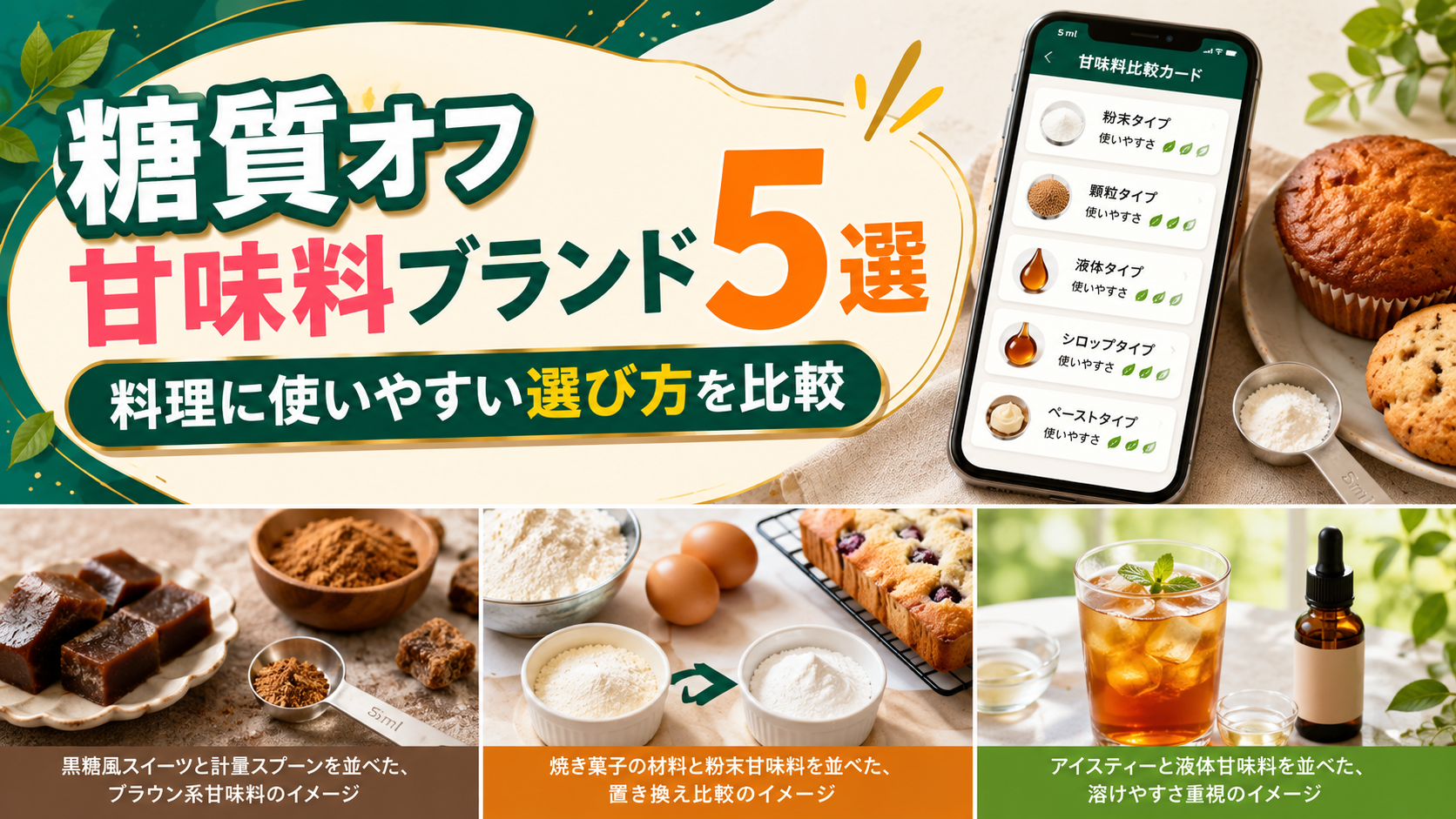 糖質オフ甘味料ブランド5選|料理に使いやすい選び方を比較