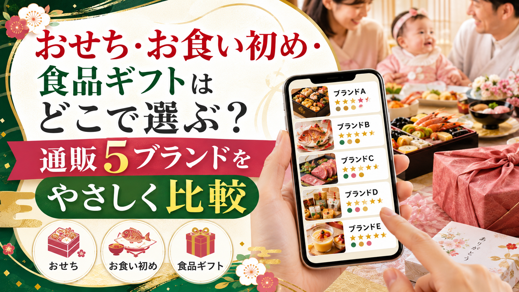 おせち・お食い初め・食品ギフトはどこで選ぶ?通販5ブランドをやさしく比較