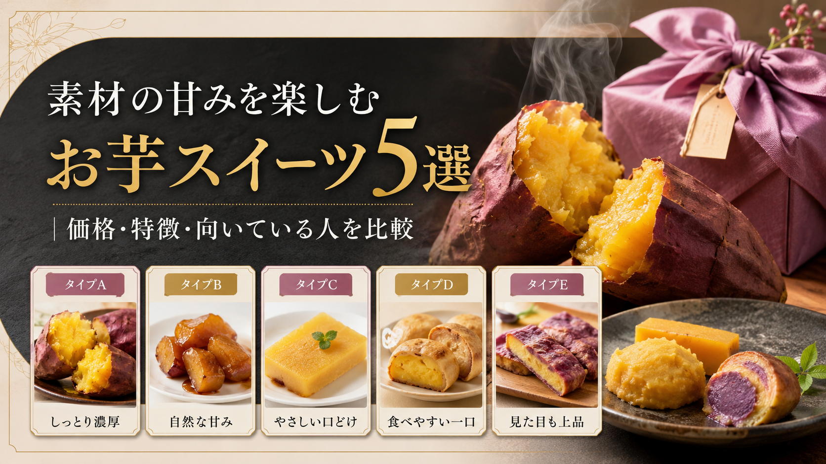 素材の甘みを楽しむお芋スイーツ5選|価格・特徴・向いている人を比較