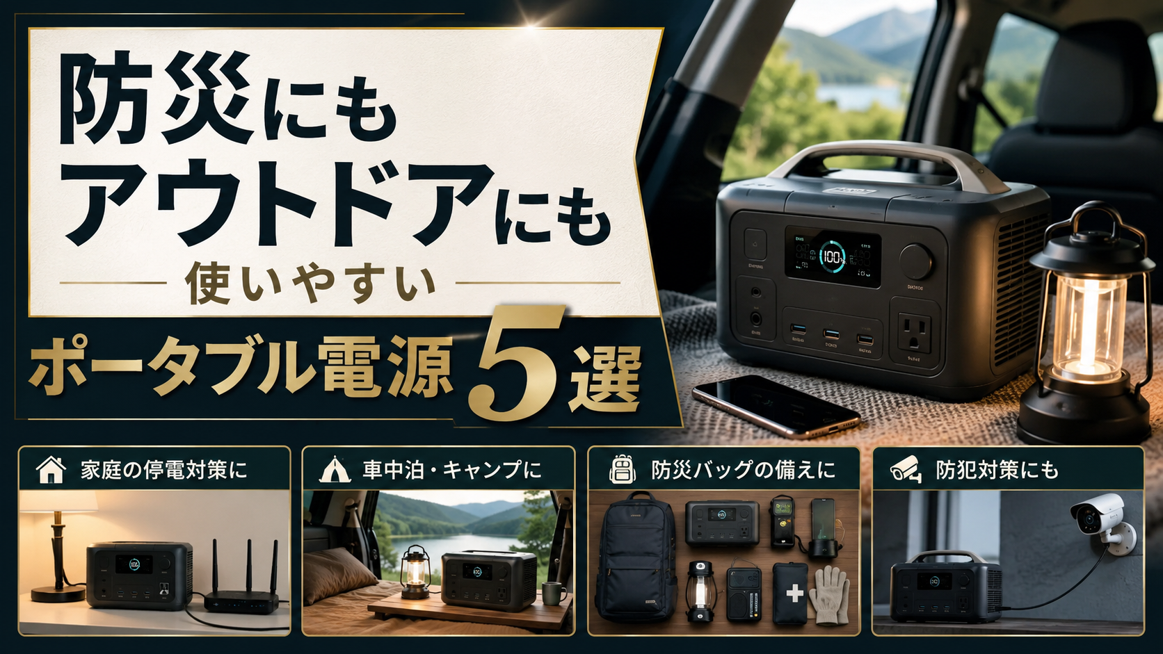 防災にもアウトドアにも使いやすいポータブル電源5選|特徴と向いている人を比較