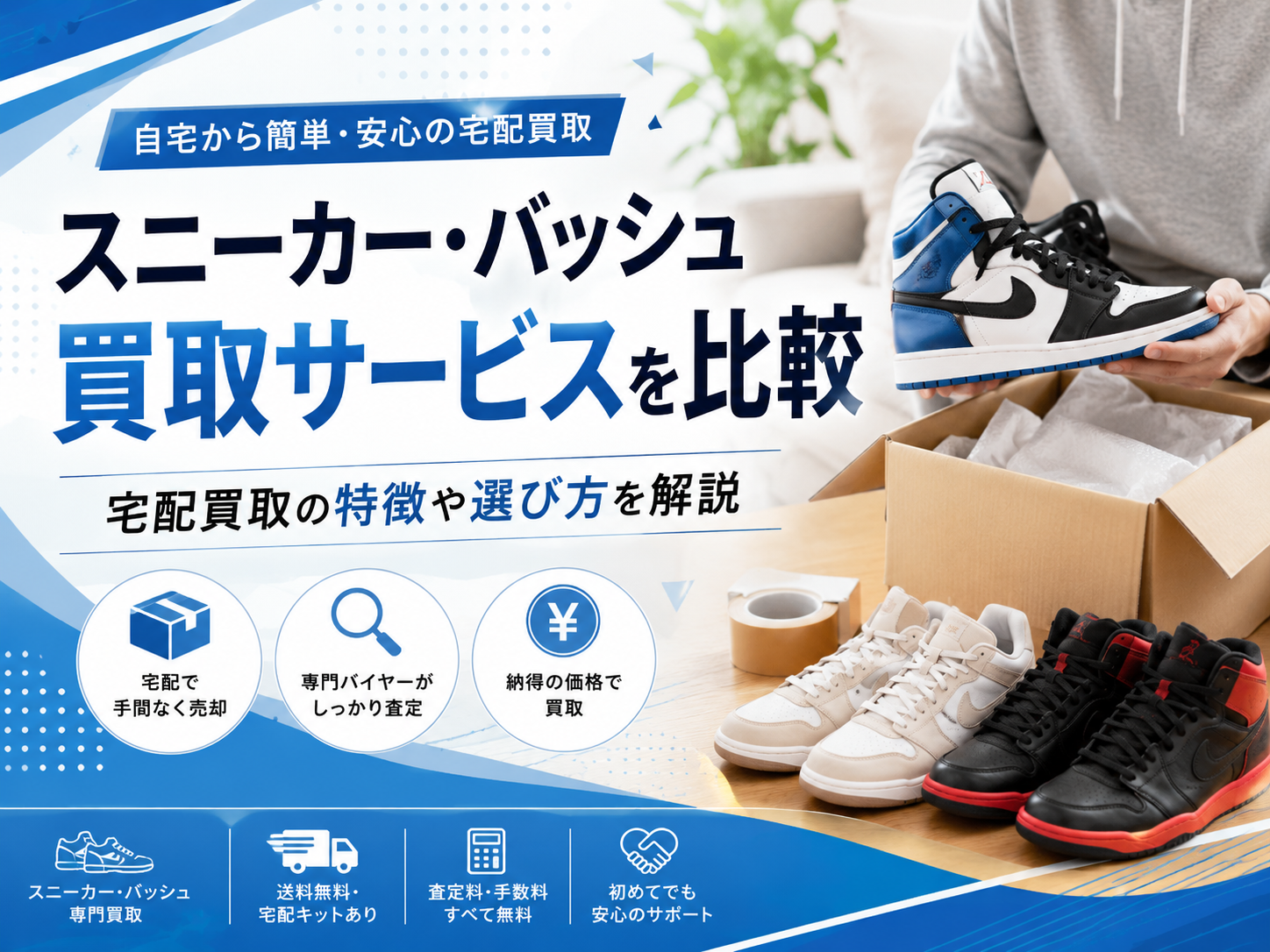 スニーカー・バッシュ買取サービスを比較|宅配買取の特徴や選び方を解説