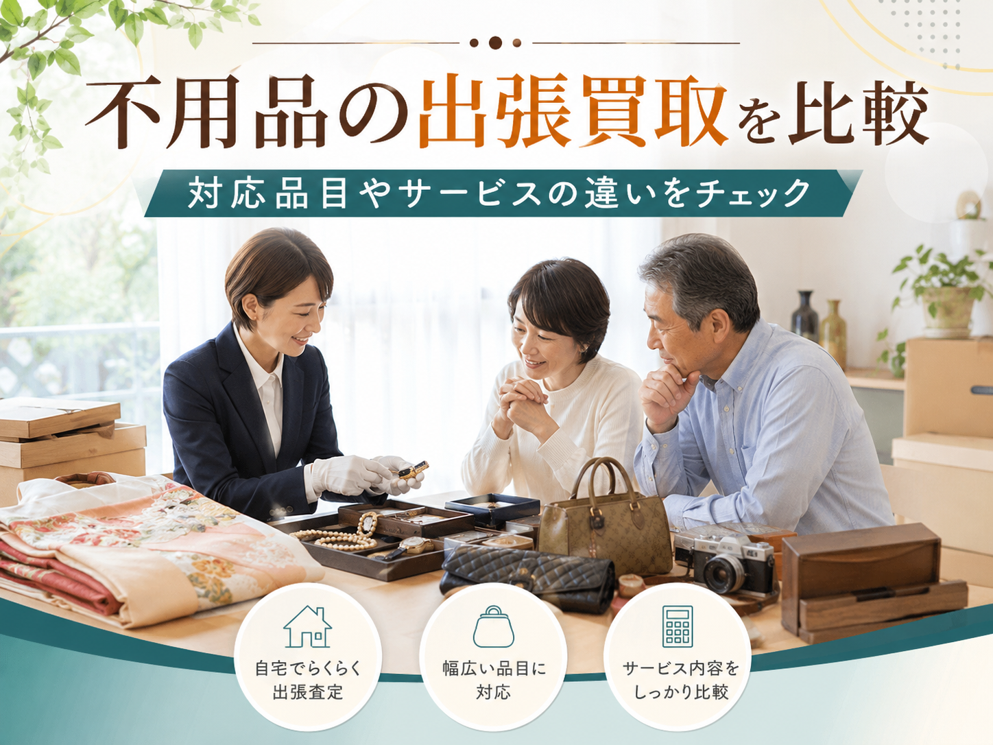 不用品の出張買取を比較|対応品目やサービスの違いをチェック
