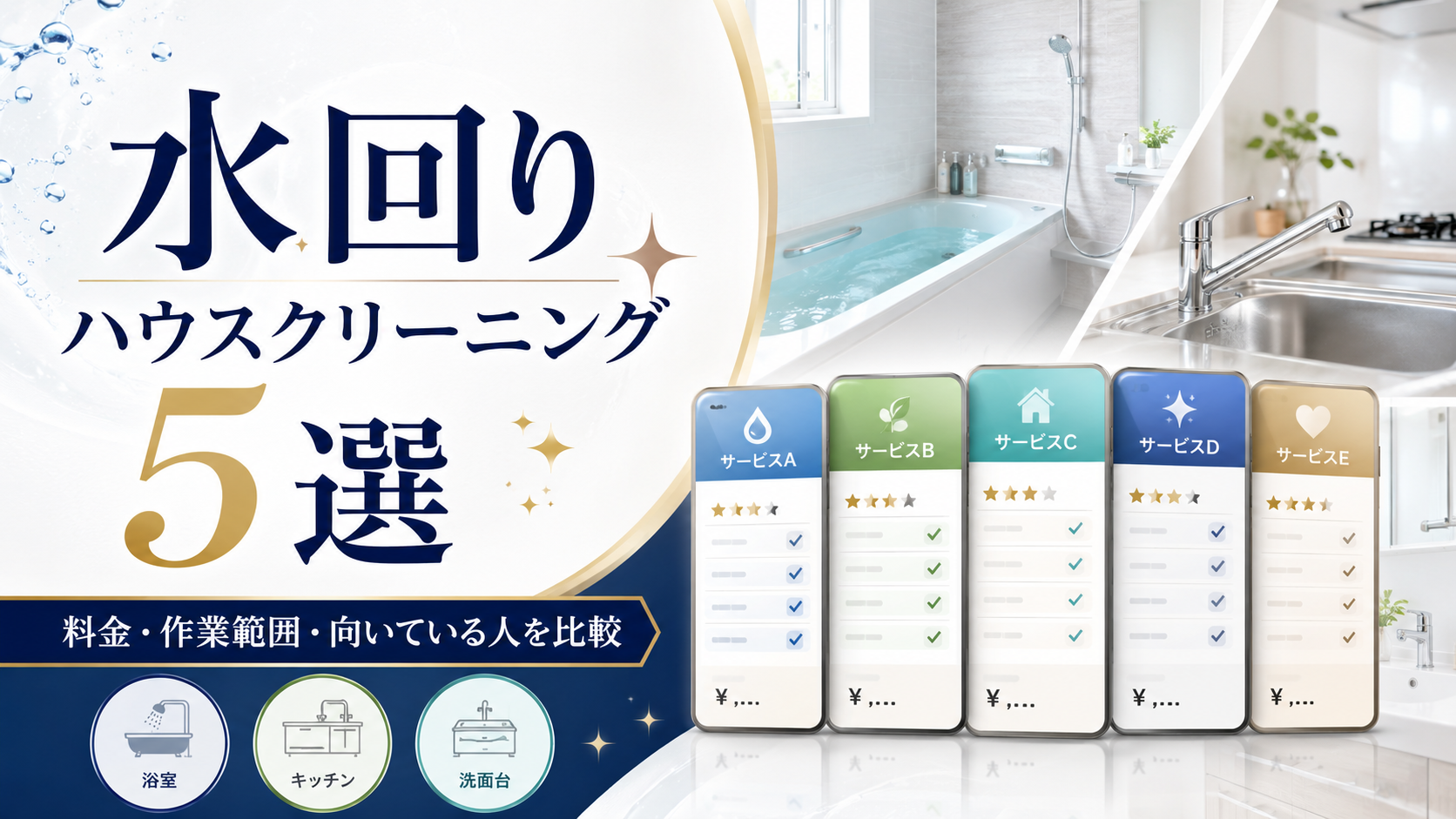 水回りハウスクリーニング5選|料金・作業範囲・向いている人を比較
