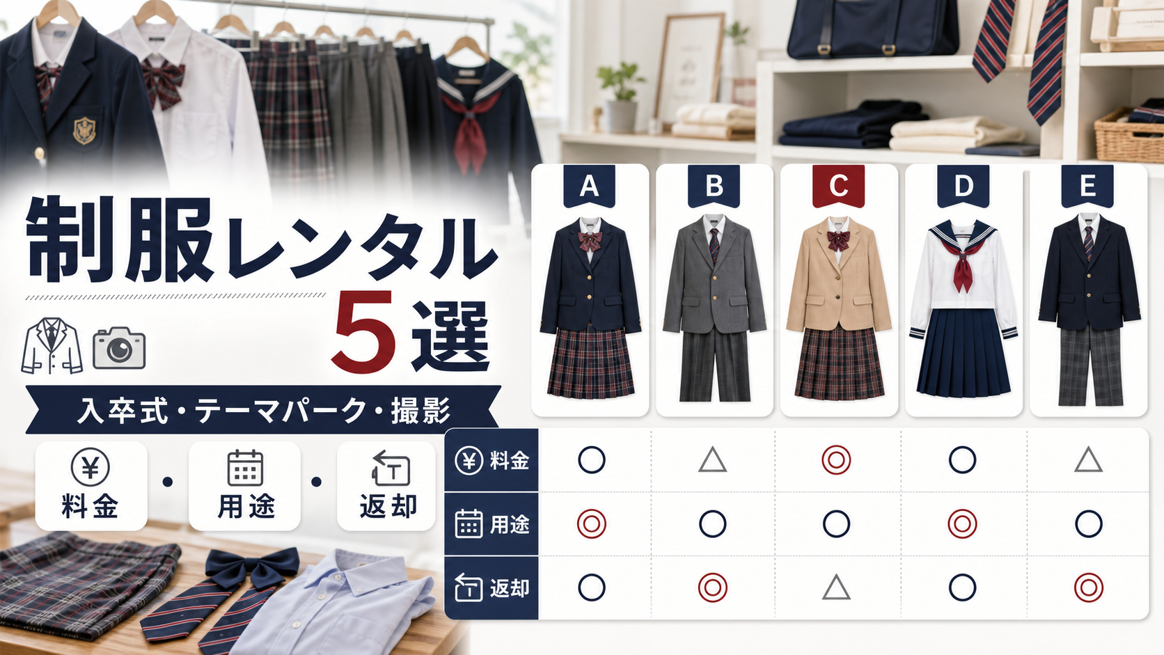制服レンタル5選｜入卒式・テーマパーク・撮影向けを料金と使いやすさで比較