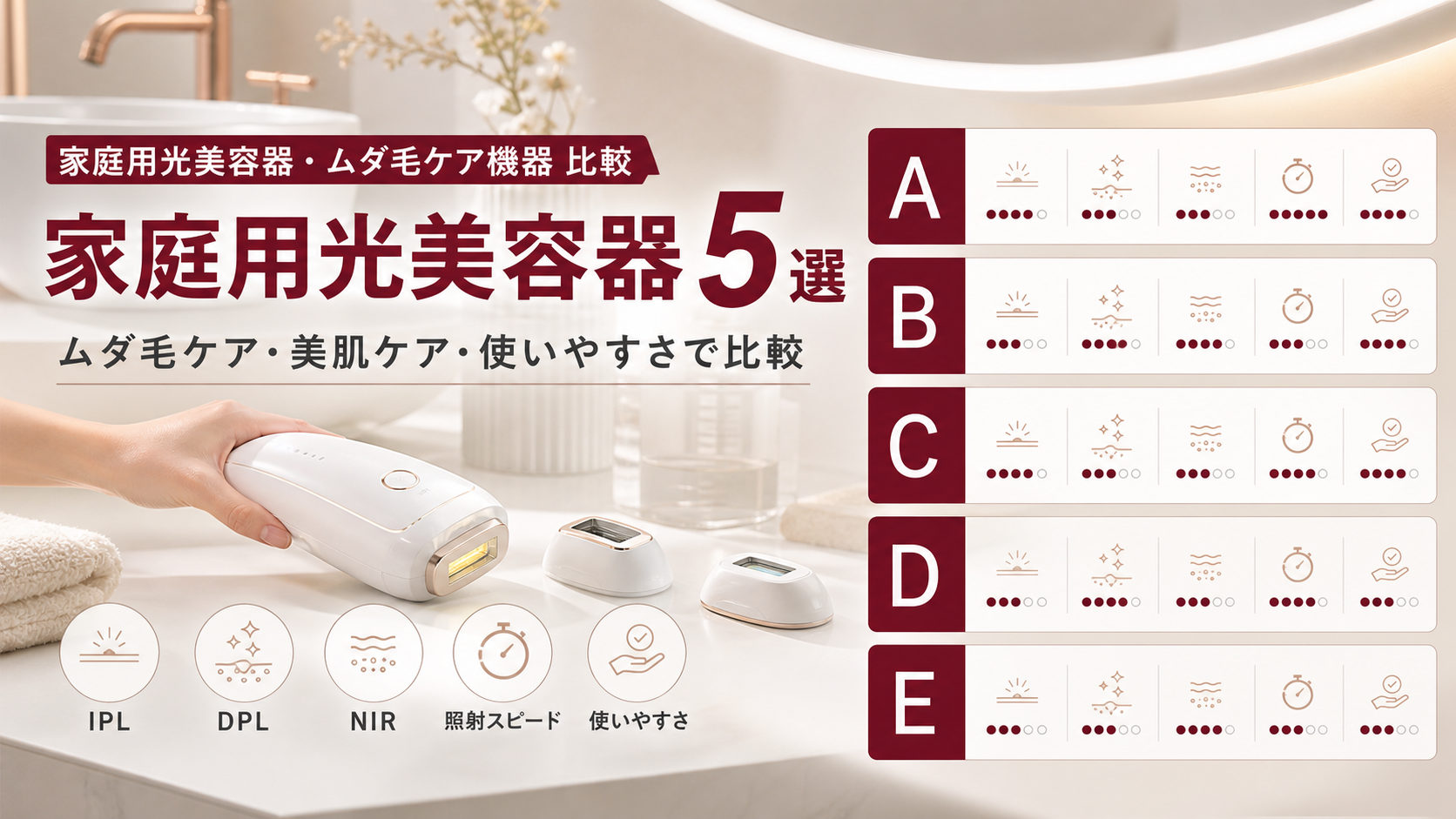 家庭用光美容器5選|ムダ毛ケア・美肌ケア・使いやすさを比較