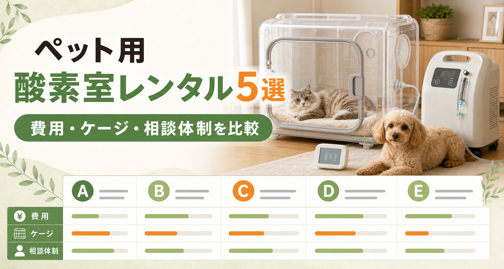 ペット用酸素室レンタル5選｜費用・ケージ・相談体制と申込条件で比較
